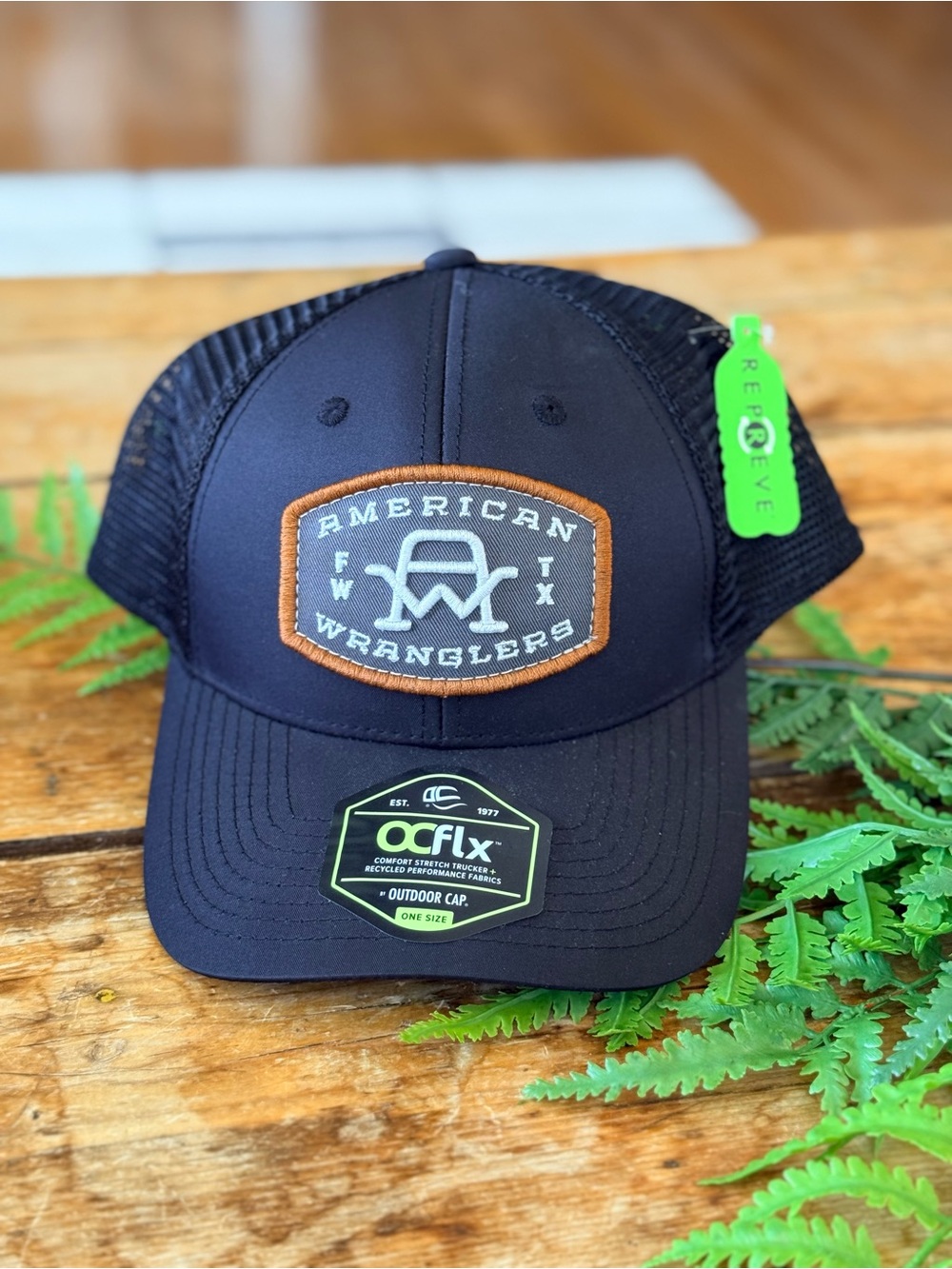 American Wranglers Black Trucker Hat with Patch NWT